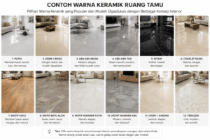 pemilihan warna keramik dan motif ruang tamu
